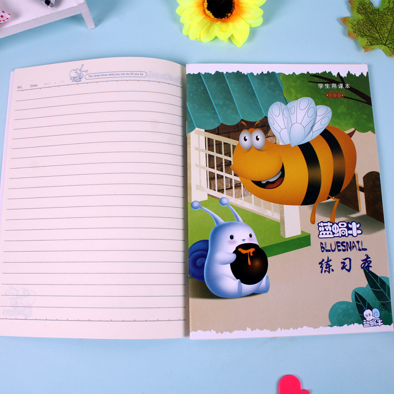 Cuaderno de dibujos animados de caracol azul estudiante de escuela primaria A5 B5 cuaderno de ejercicios libro de texto en inglés