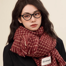 2024新款经典复古小格子围巾女冬季韩版百搭高级感保暖情侣围脖男