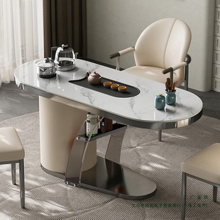 Light Luxury Slate Tea Table and Chair Combination Modern Small Tea Table Home Balcony Tea Table 2025 New Small Coffee Table Integrated