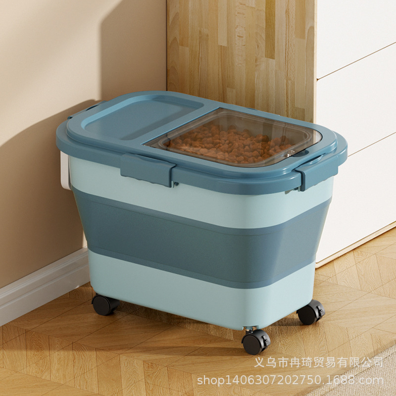 2026 barril de arroz transfronterizo casero sellado barril de almacenamiento de grano plegable alimento para gatos alimento para perros tanque de arroz caja de almacenamiento de harina image 27