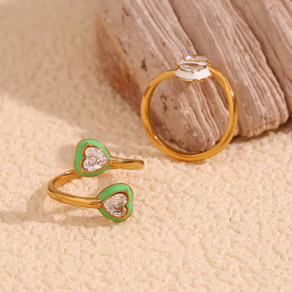 Love With Diamond Stainless Steel Opening Ring