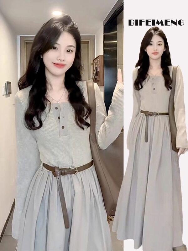 2025 New Autum Popular Style French Long-Sleeved Dress Women's Early Autum Elegant Long Skirt 2025 New Autum Popular Style French Long-Sleeved Dress Women's Early Autum Elegant Long Skirt