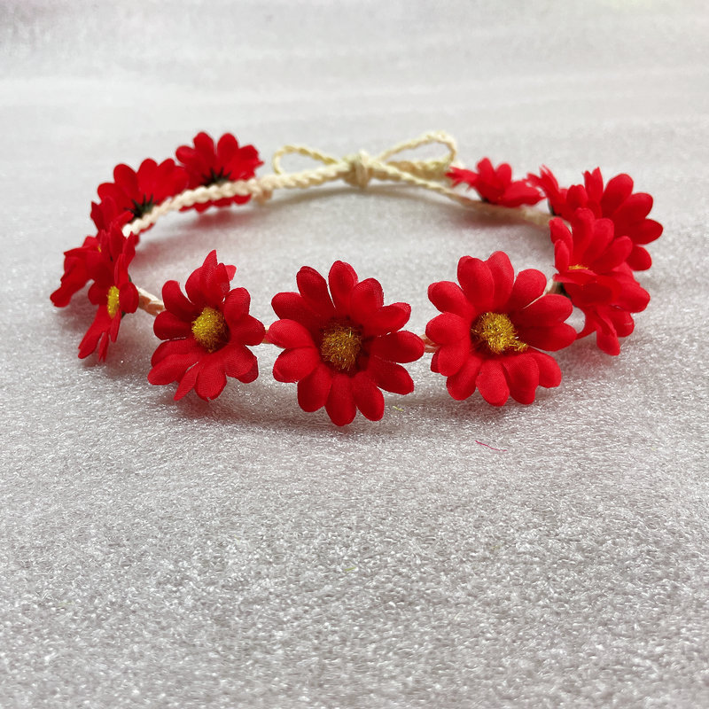 Las nuevas mujeres de la Margarita girasol Garland Seaside Beach flor tocado diadema tejida banda de pelo de la margarita