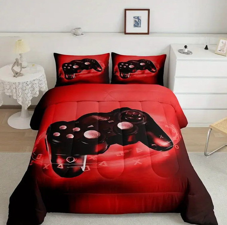 TEMU / JIT transfronterizo hogar "Manuja de juego cool" impresión digital 3D 180gms colcha colcha almohada conjunto