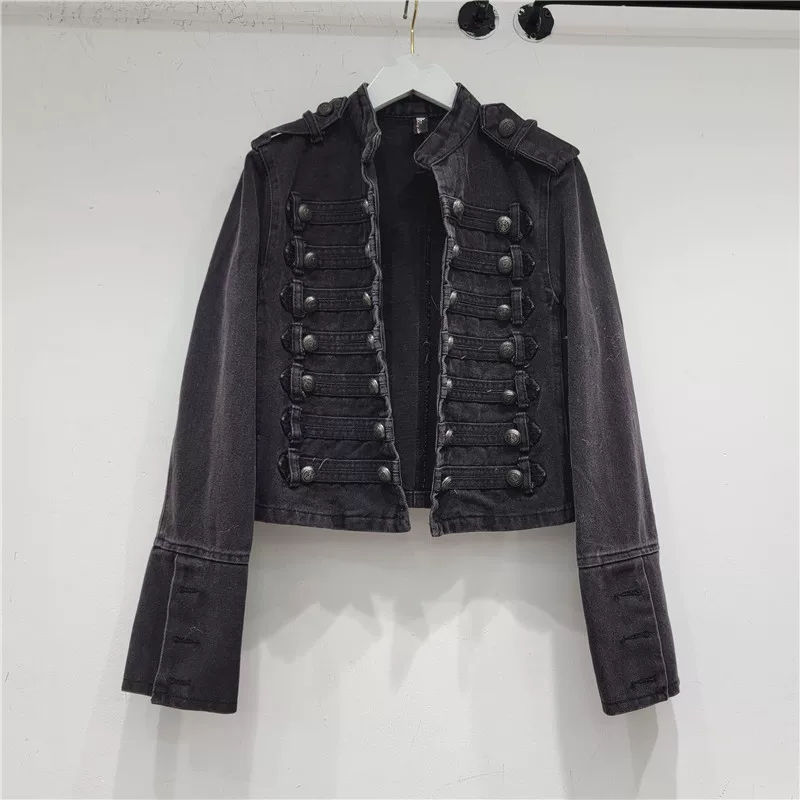 Denim Jacket (Tide) — Retro Korean Style, Autumn Cropped Jacket, Button-Front Detail