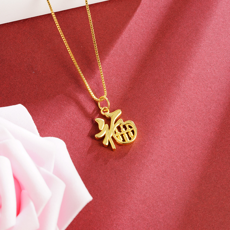 Gufasha oro Fu-tipo ábaco colgante de moda nacional masculina y femenina retro dorado auspicioso joyería fuente al por mayor