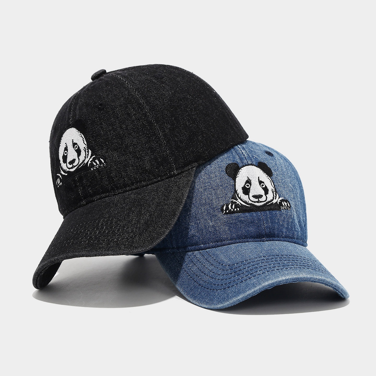 Art japonés panda gigante bordado vaquero sombrero de lengua de pato mujer moda coreana casualidad sombrero de béisbol suave sombrero de hombre sombrero deportivo