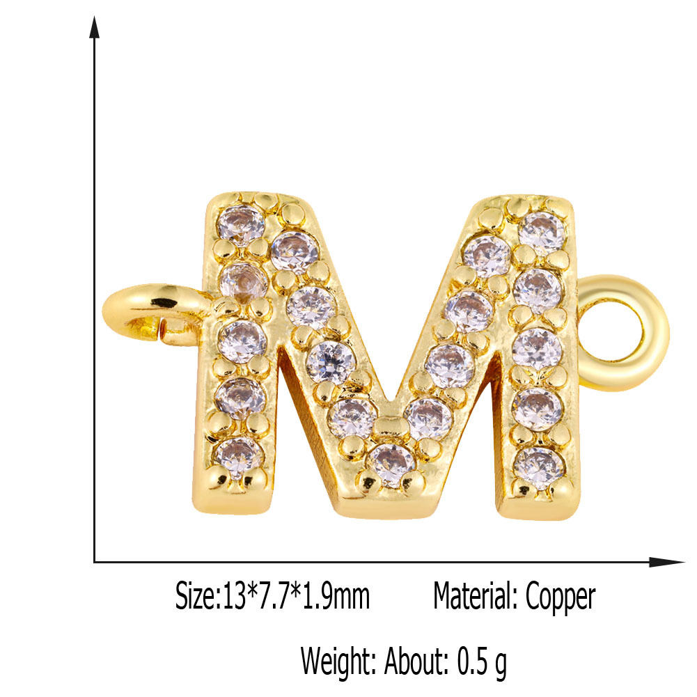 3g Weight Connectors Jewelry Making Type 7.7*13mm Jewelry Making Size Zircon Inlay Material DIY Jewelry Accessories, Bracelets Classification 1 Piece Quantity Copper Material Letter, Word Pattern Simple Style Style Beaded, Inlay Craft 1 Piece 7.7*13mm Copper Zircon Letter Word Connectors DIY Jewelry Accessories Bracelets 无