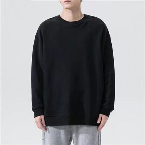 Men's thin round neck pullover hoodie, pure color, spring and autumn season, pure color trend, loose and versatile casual outerwear