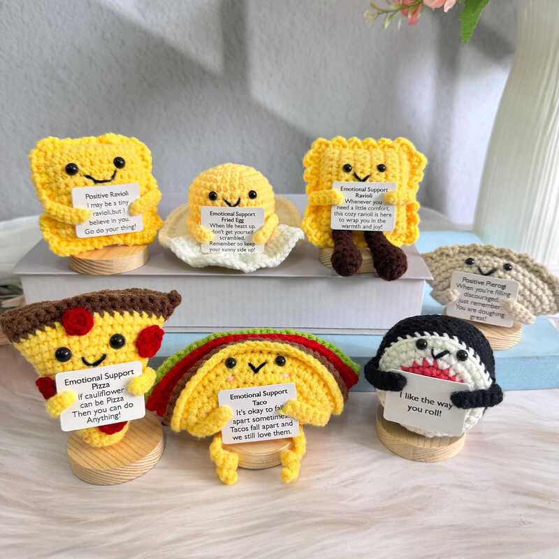 新品跨境亚马逊热销 Crochet Positive ice cream 毛线玩偶励志卡|undefined