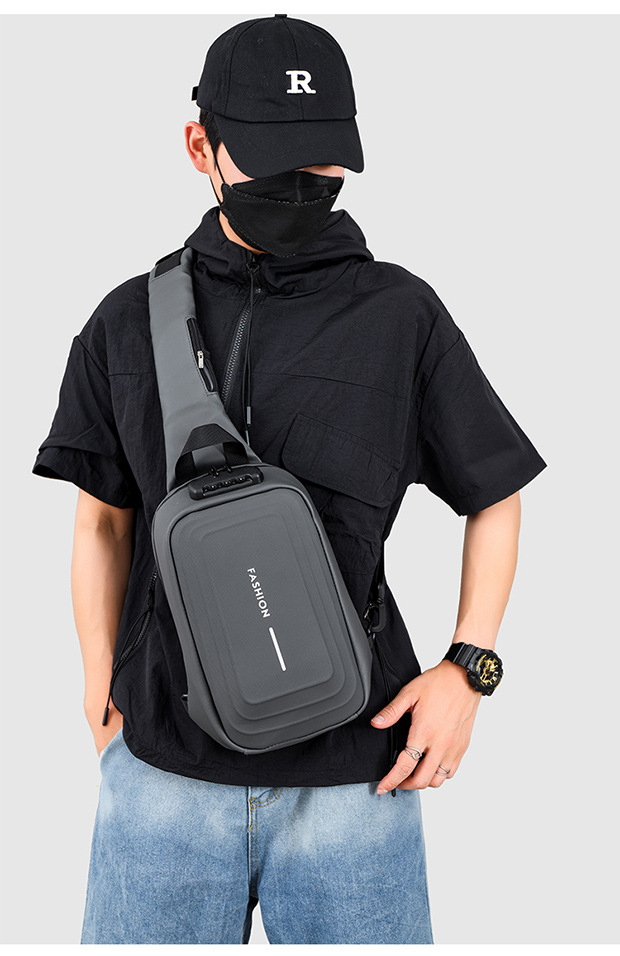 2024 Spring Sports chest backpacks, cross-border wholesale USB charging port bags, men's crossbody bags, fashionable single-shoulder bags undefined