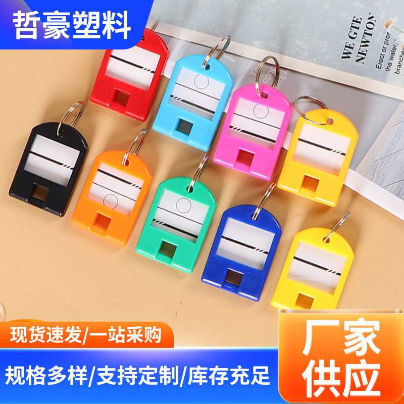 Customized Colorful Label Plastic Keychain Square Tag Classification Tag Luggage Tag Office Classification Tag