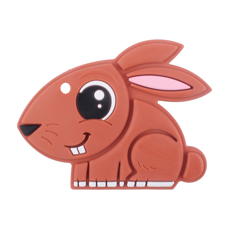 Creativo DIY bebé suministros nueva dibujos animados de silicona ojo grande conejo teether dientes del bebé moler dientes Shaper