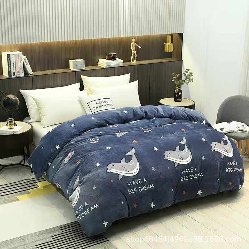 Flange edredón más edredón cubierta doble una sola pieza de lana de coral de doble cara de lana de invierno