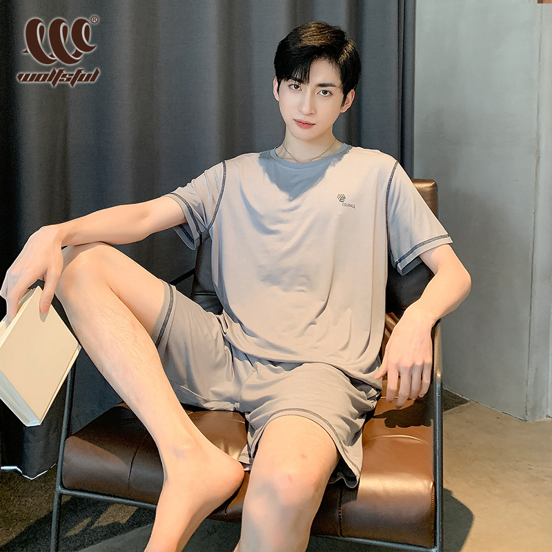 Men's Pajamas Summer High-end Ice Silk Short-sleeved Modal Simple Summer Men's Thin Plus Size Home Clothes Set Men's Pajamas Summer High-end Ice Silk Short-sleeved Modal Simple Summer Men's Thin Plus Size Home Clothes Set