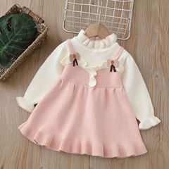 Sweet Striped Knit Dress for Girls 2023 Chinese New Year Edition, Baby Girl 3 in 1 Dress