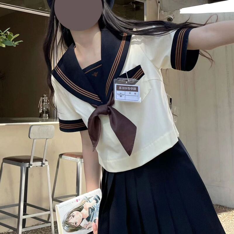 Tea Feather Orthodox JK Uniform Skirt Japanese Style Short Sleeve Autumn and Winter Sailor Suit Academic Style Suit Class Suit Basic School Uniform