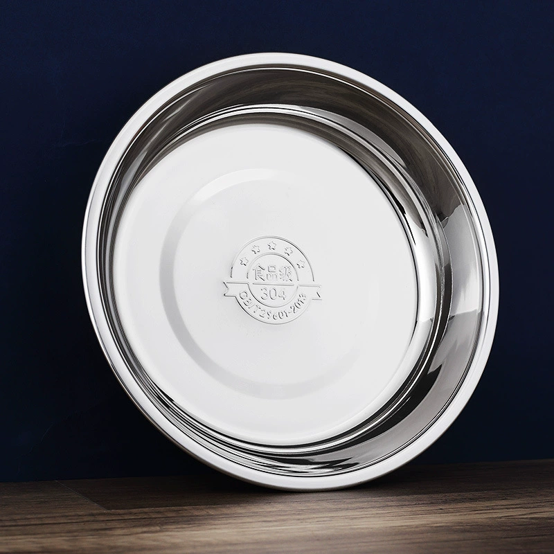 304 пищевая пластина из нержавеющей стали глубокая тарелка Бытовая утолщенная тарелка детская тарелка лоток кошачья тарелка Оптовая Внешняя торговля трансграничная