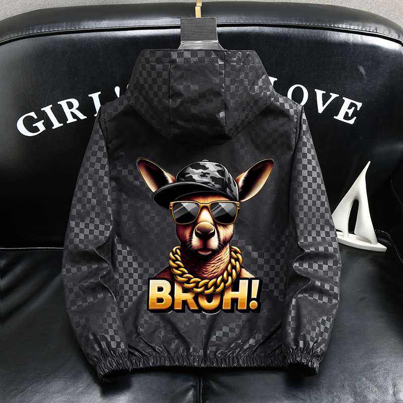 Veste à capuche homme légère coupe ample style décontracté_voghion.com