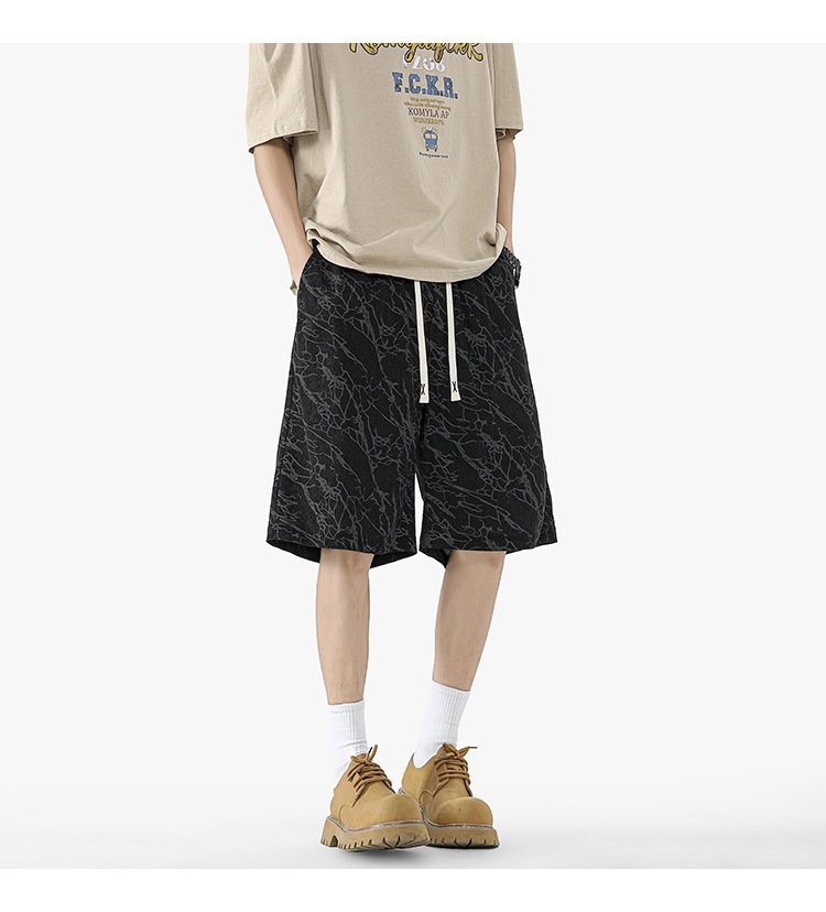 Men's Plus Size Casual Shorts Hong Kong Style Summer Thin Loose Straight Breathable Five Point Shorts Versatile Men's Clothing_viptrois.com