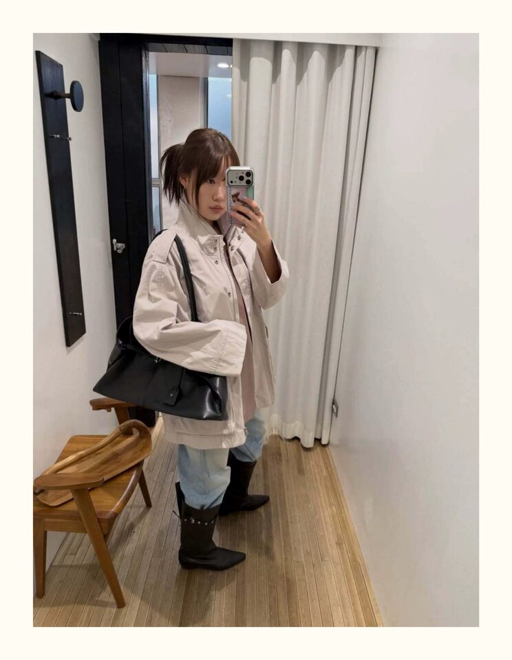 Bốt kỵ sĩ nữ da bò mũi vuông nhỏ ống rộng khóa cài gót thô khóa kéo sau — Màu nâu, màu đen chi tiết 16