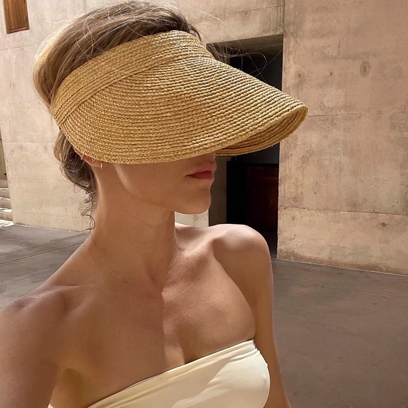 Sombrero de paja UV verano estilo coreano, ala ancha, antiviento, protector solar