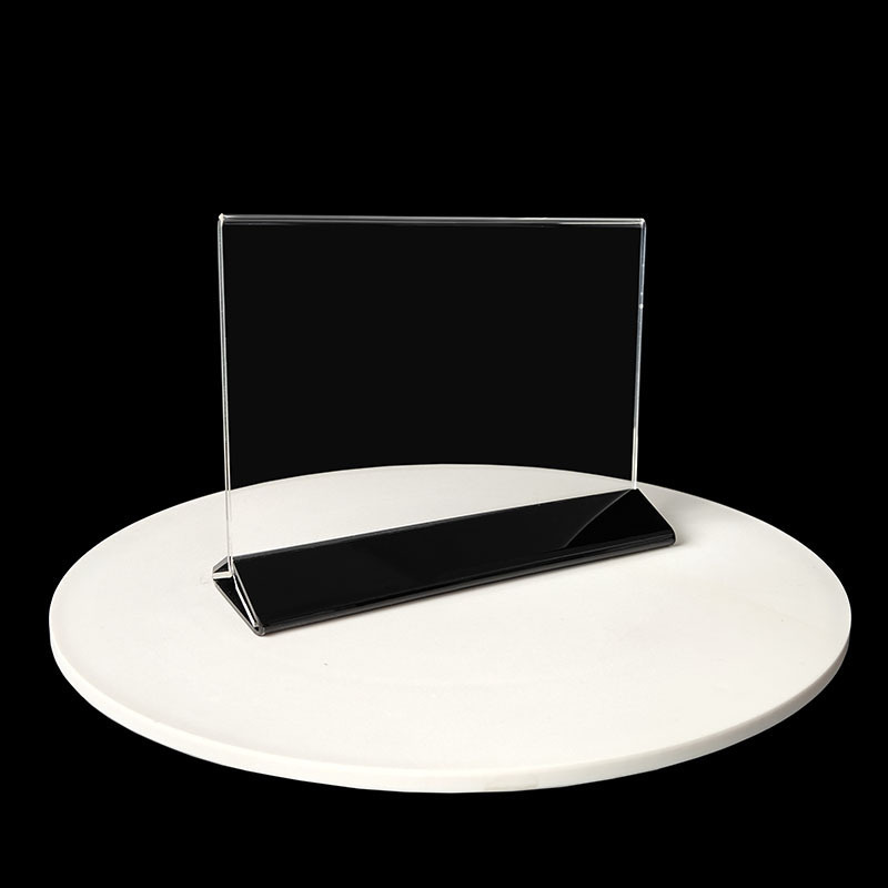 Tarjeta de escritorio acrílica, fondo negro, transparente de doble cara, marca vertical A4, menú extraíble, etiqueta de precio, tarjeta de escritorio, tarjeta de escritorio