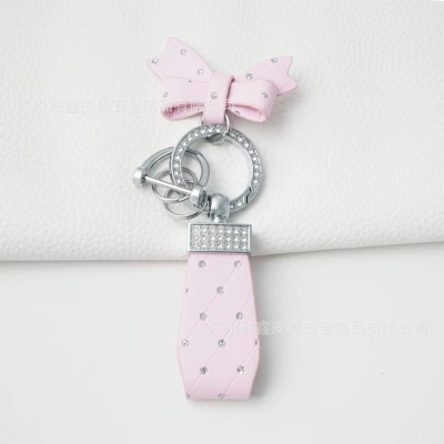 Bowknot Car Keychain Hot Silver Other Automotive Interior Supplies - pink-excluding-tax
