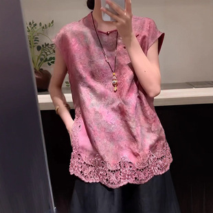 New Chinese-Style Silk Fragrant Cloud Yarn Heavy Butterfly Flower Hollow Embroidery National Style Button Age-Reducing Elegant Top 41