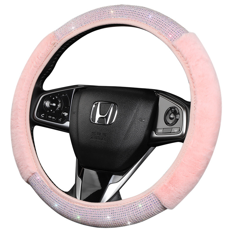 Cubierta del volante del coche del anillo no interno de la felpa transfronteriza cuatro estaciones flash universal Diamante completo diamante antideslizante cubierta de la manija del coche en stock
