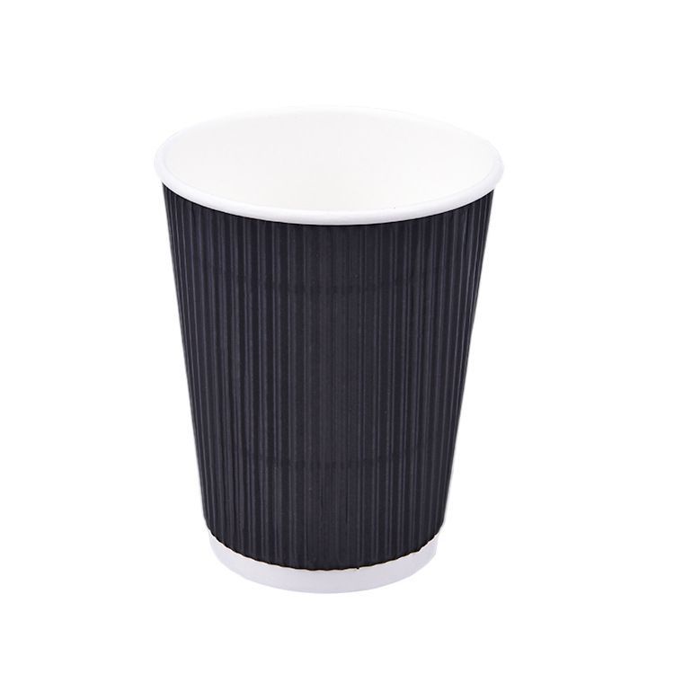 Taza de papel corrugado negro (sin tapa)