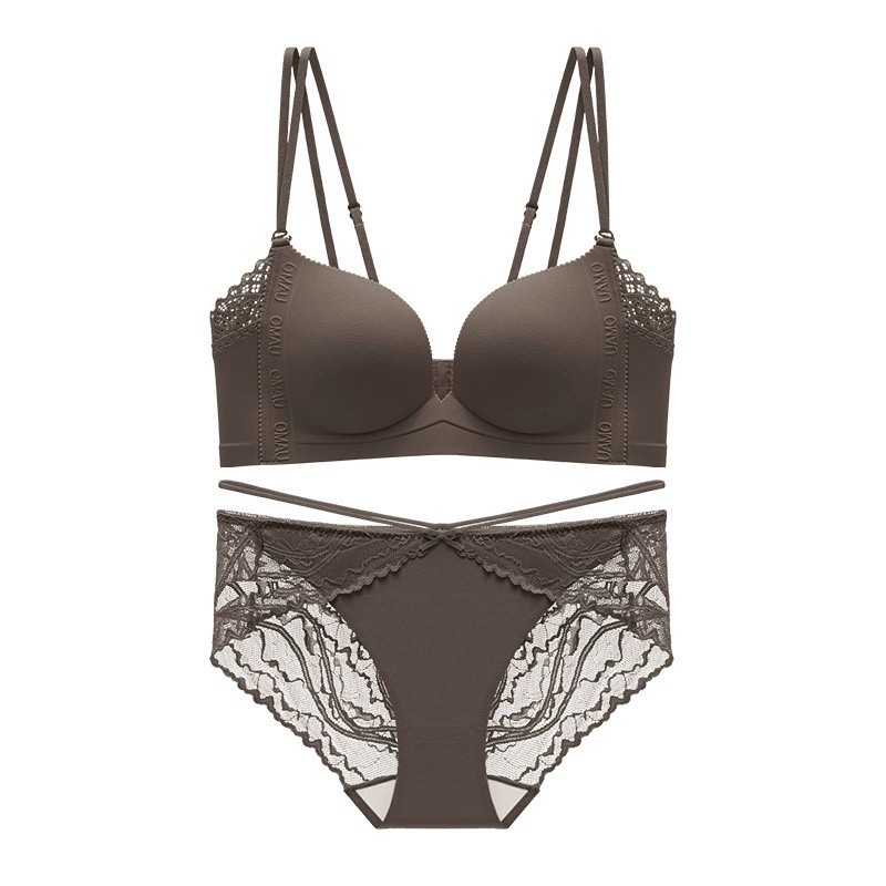 Glossy underwear, supporting set, sexy wireless bra
