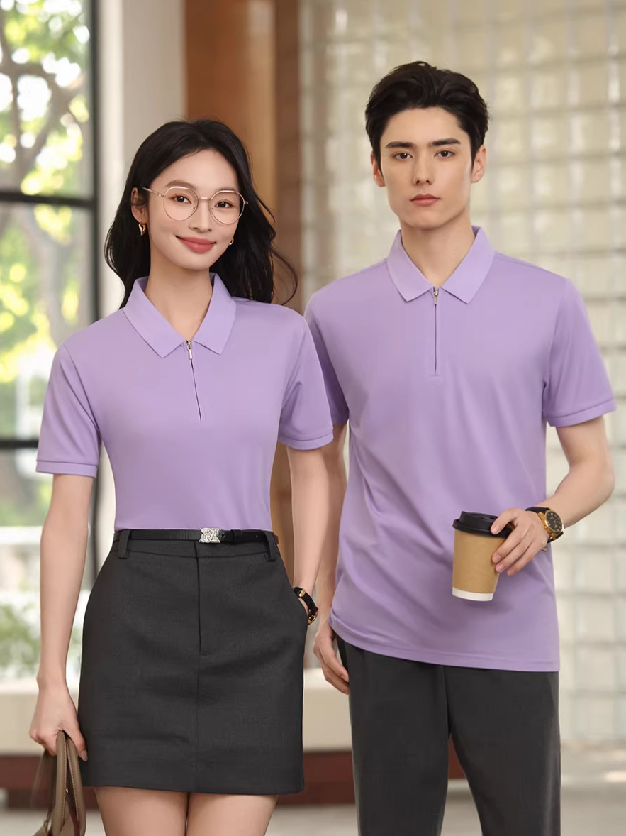 Camisas de hielo con semia cremallera polo personalizadas imprimidas logotipo de la empresa de manga corta 4s tienda de ventas de equipo de trabajo ropa de alta gama