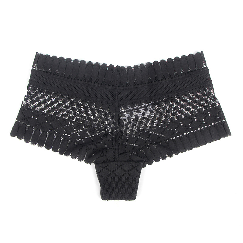 Europa y América sexy ropa interior sexy más tamaño Delgado transpirable encaje hueco transparente Seamless briefs Amazon al por mayor