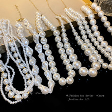 时尚巴洛克珍珠项链法式复古大气锁骨链小众气质高级感项饰批发女