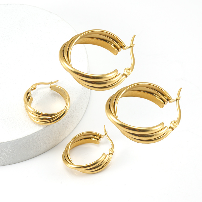 Fashion Geometric Plating Stainless Steel Hoop Earrings display picture 1