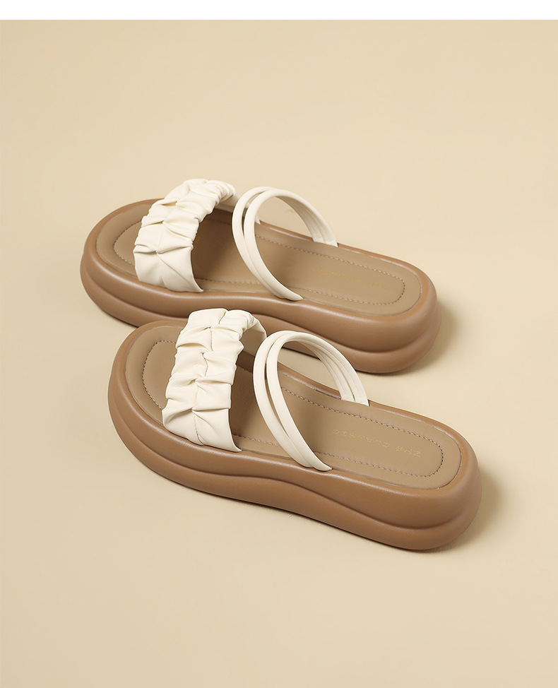 Dép sandal nữ xỏ ngón đế dày phong cách Hàn Quốc — M709 Màu be chi tiết 22
