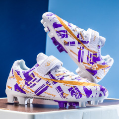 跨境兒童足球鞋學生男童鞋TF碎釘長釘魔術貼青少年透氣跑步訓練鞋