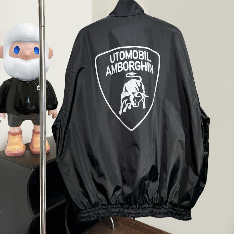 Paris Correct Edition B Lamborghini Pattern Letter B Fashion Brand High Edition Men's and Women's Vertical Collar Zipper Jacket Coat