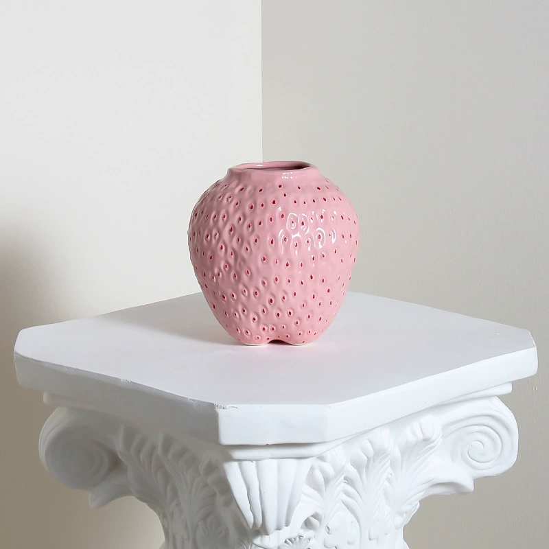 Ceramic Strawberry Vase, ins style, hydroponic display, textured surface, two sizes