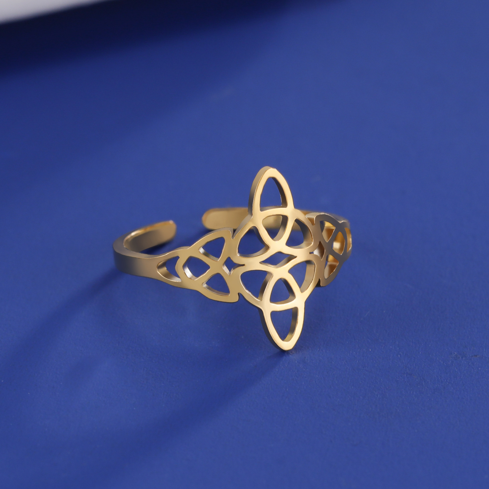 Women's Gender Plating Design Wholesale Jewelry Retro Witches Knot Titanium Steel Plating Open Rings
