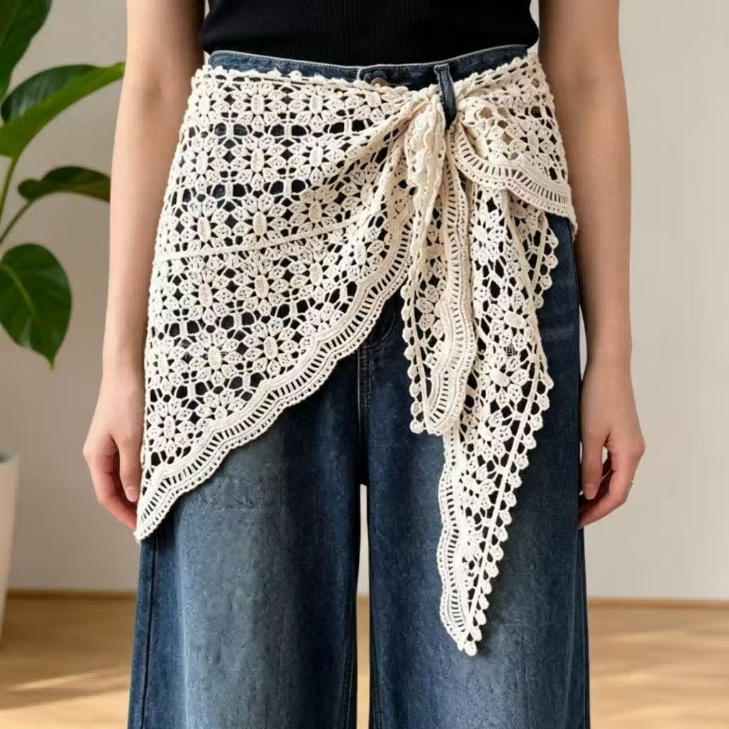 Summer 2026 New Model Dreamweaver Crochet Triangle Scarf for Women, Fashionable Versatile Knitted Thin Cover-Up for Travel