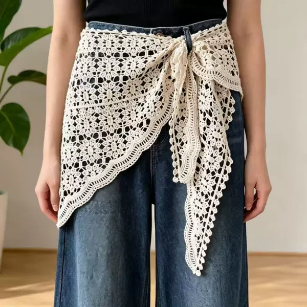 Summer 2026 New Model Dreamweaver Crochet Triangle Scarf for Women, Fashionable Versatile Knitted Thin Cover-Up for Travel