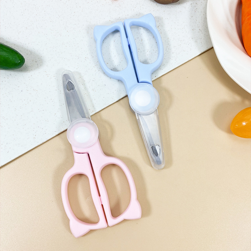 Children's Food Supplement Scissors, Baby Food Supplement Scissors, Household Stainless Steel Scissors, Portable Kitchen Lock Scissors
