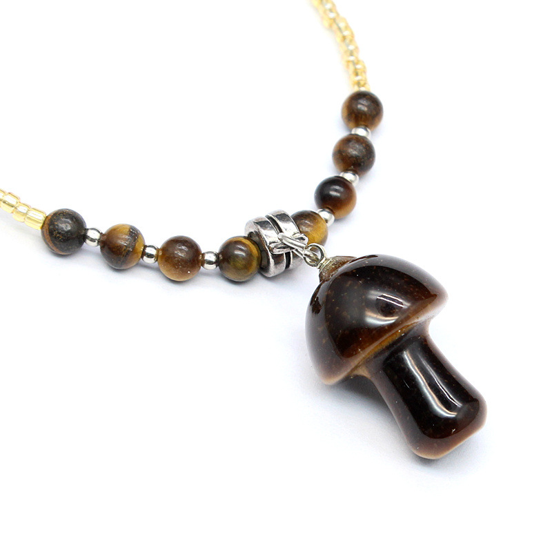 15g Weight Pendant Necklace Classification Alloy Chain Material Beaded Chain Chain Type Holiday Occasion Crystal Material Mushroom Pattern Spring&Summer Season Women's Gender Polishing Design Vacation, Classic Style Style Vacation Classic Style Mushroom Crystal Beaded Chain Beaded Necklaces Wholesale 12