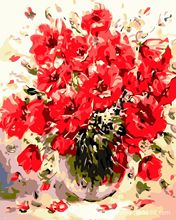 DIY数字油画自然风景花卉挂画 红花纯手绘客厅卧室书
