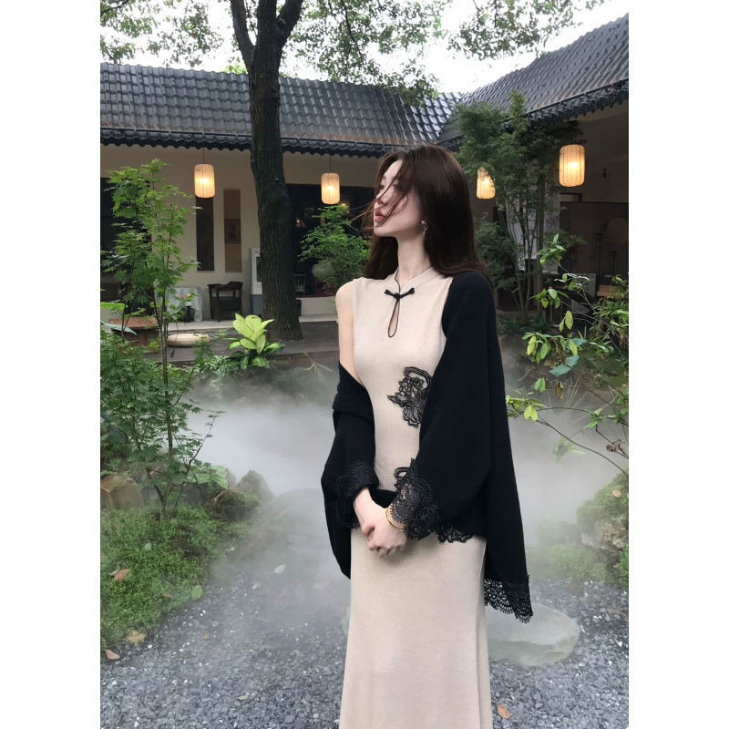 新中式气质国风无袖旗袍连衣裙2025秋季新款时尚女装高级禅意套装|undefined