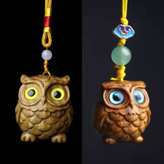 Green Sandalwood Owl Carving Pendant - Hot Selling Live Stream Street Stall Phone Bag Keychain Ornament Sandalwood Gift