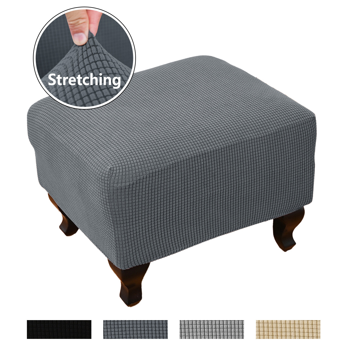 Transfronterizos sólidos elásticos agitando pelusa cubierta de taburete cuadrado cubierta de asiento de pies cubierta de polvo cubierta de sofá cubierta de taburete