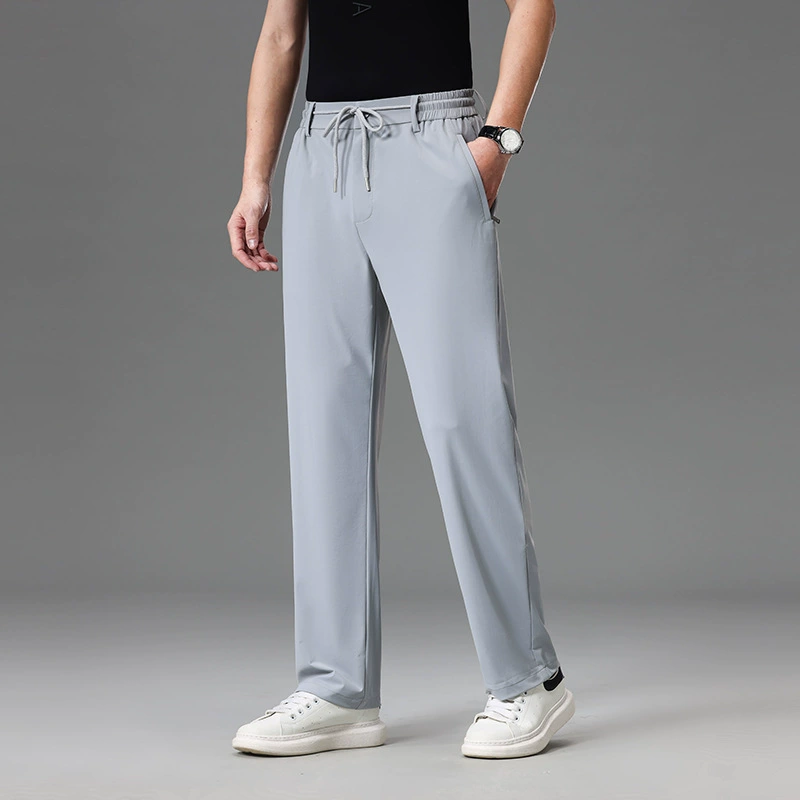 Мужские быстросохнущие повседневные брюки из ледяного шелка, лето 2025, тонкие полугибкие прямые дышащие брюки в стиле Essential